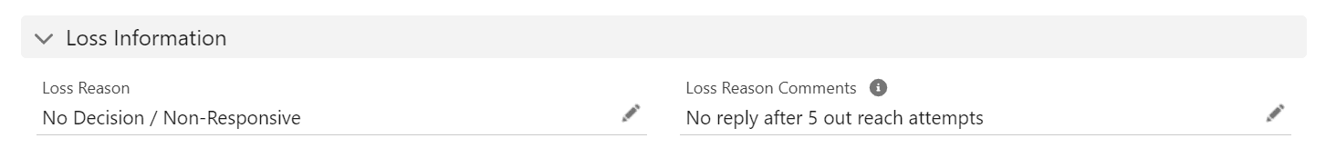 Opportunity Loss Information